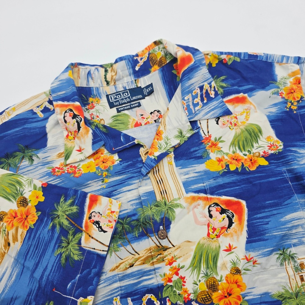 Polo Ralph Lauren Vintage Camp Shirt Men XXL Hawaiian Aloha Hula Key West NWT